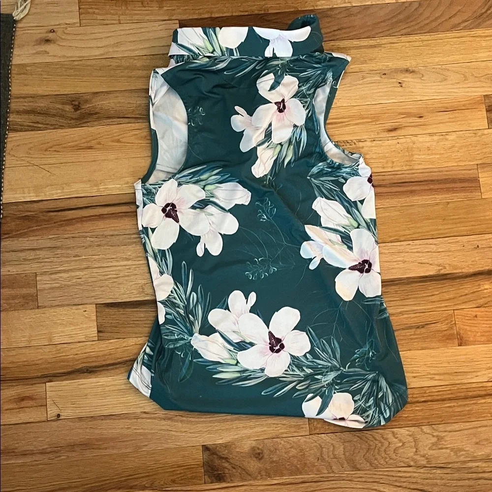 Bad Birdie Teal Floral Sleeveless Blouse - Picture 3 of 3